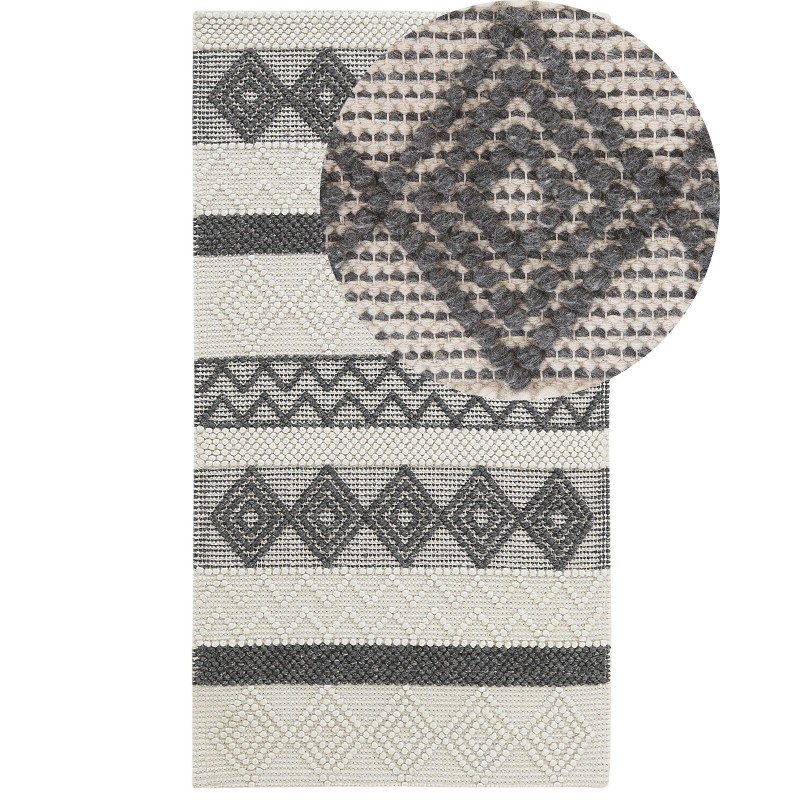 Dywan wełniany 80 x 150 cm beżowo-szary DAVUTLAR