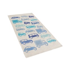 Dywan dziecięcy bawełniany w samochody 60 x 90 cm niebieski MADURAJ