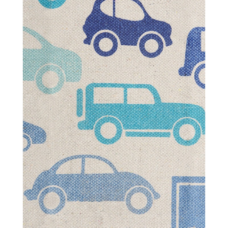 Dywan dziecięcy bawełniany w samochody 60 x 90 cm niebieski MADURAJ