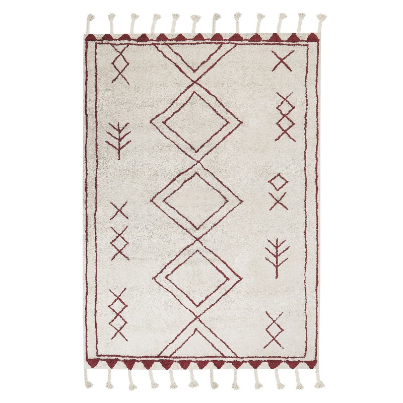 Dywan bawełniany 140 x 200 cm biało-czerwony KENITRA