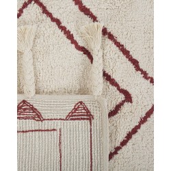 Dywan bawełniany 140 x 200 cm biało-czerwony KENITRA