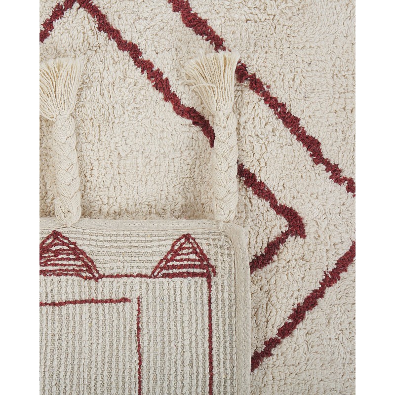 Dywan bawełniany 140 x 200 cm biało-czerwony KENITRA