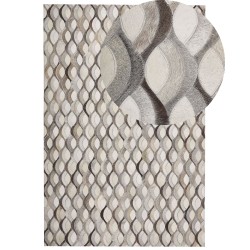 Dywan patchworkowy skórzany 140 x 200 cm brązowo-beżowy KIRCA