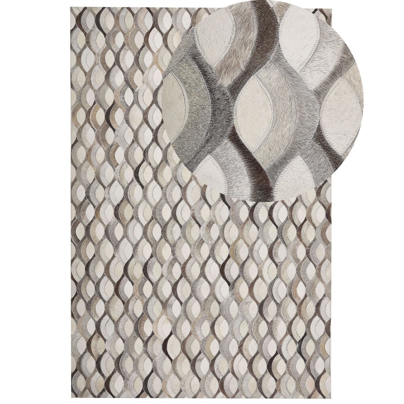 Dywan patchworkowy skórzany 140 x 200 cm brązowo-beżowy KIRCA