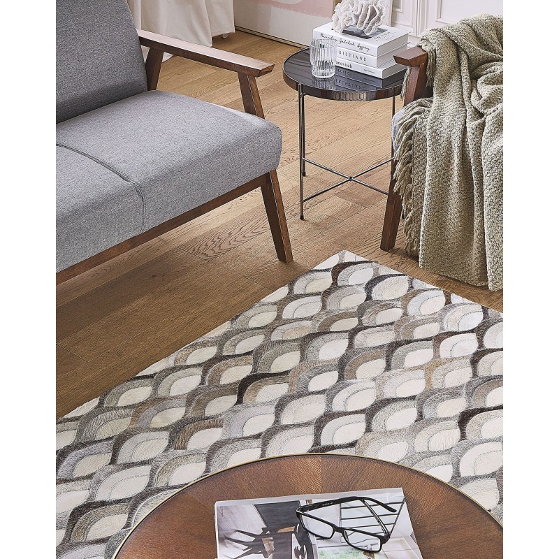 Dywan patchworkowy skórzany 140 x 200 cm brązowo-beżowy KIRCA