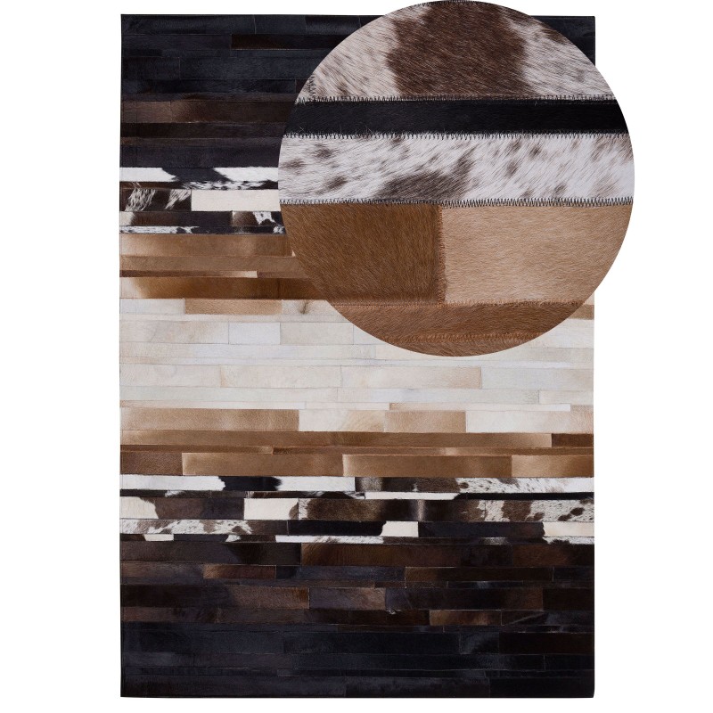 Dywan skórzany 160 x 230 cm czarno-beżowy DALYAN