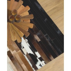 Dywan skórzany 160 x 230 cm czarno-beżowy DALYAN