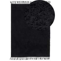 Dywan shaggy bawełniany 140 x 200 cm czarny BITLIS