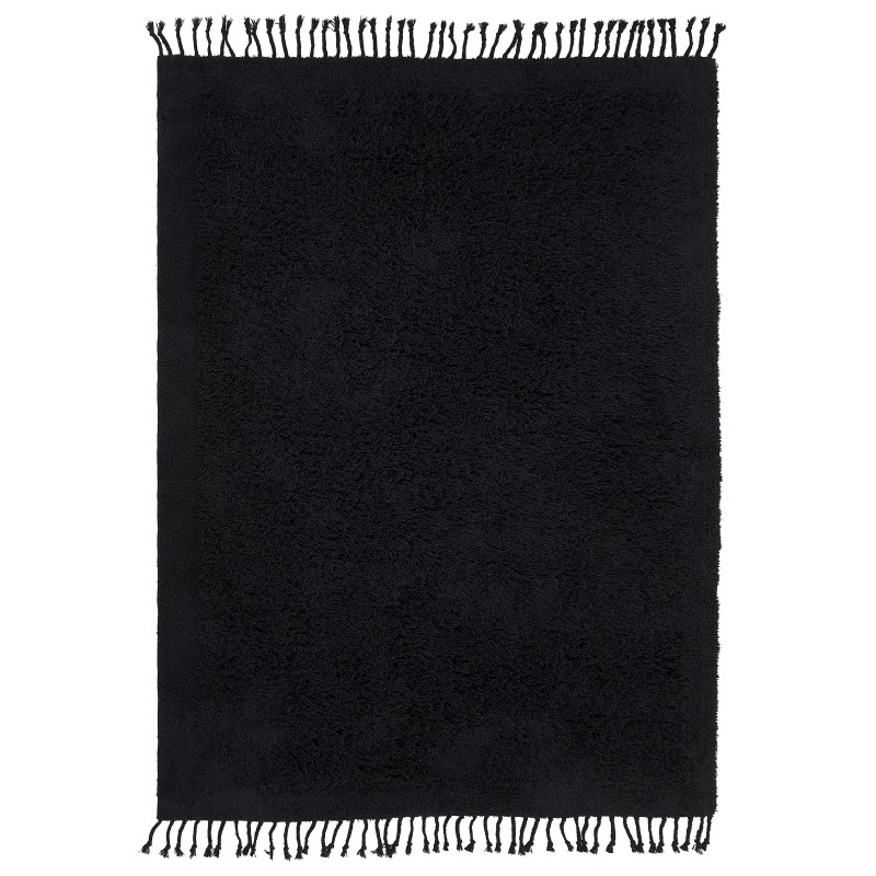 Dywan shaggy bawełniany 140 x 200 cm czarny BITLIS