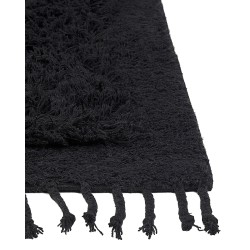 Dywan shaggy bawełniany 140 x 200 cm czarny BITLIS