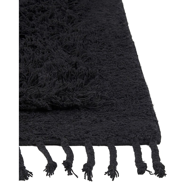 Dywan shaggy bawełniany 140 x 200 cm czarny BITLIS