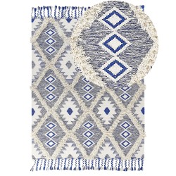 Dywan bawełniany 140 x 200 cm beżowo-niebieski MANAVGAT