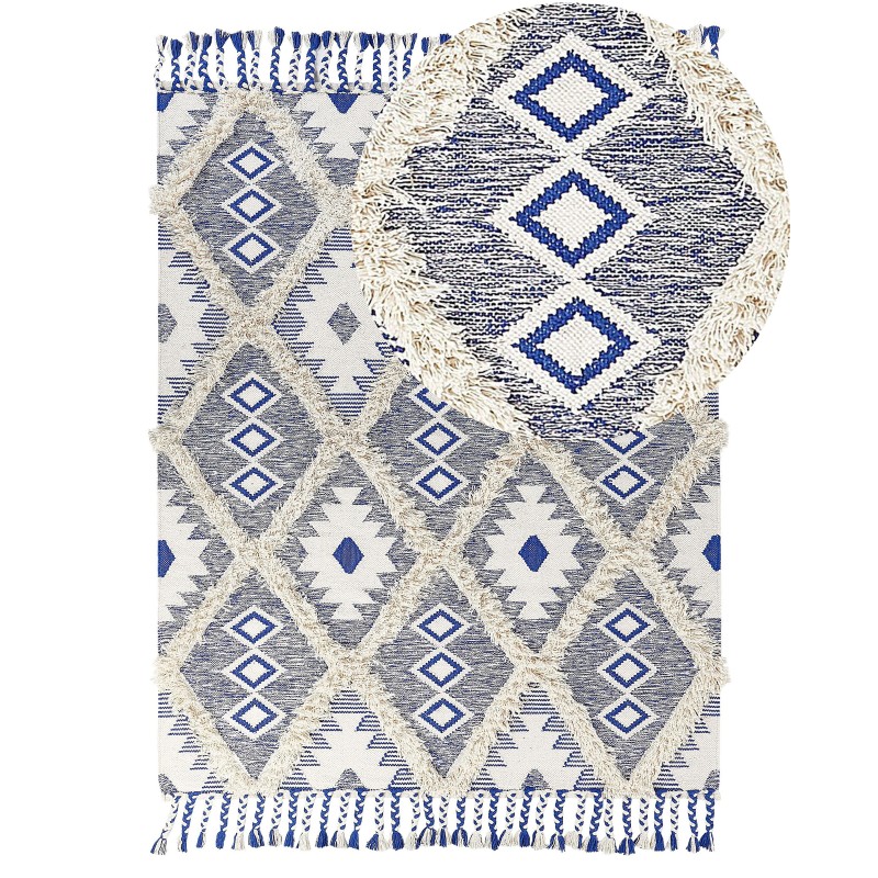 Dywan bawełniany 140 x 200 cm beżowo-niebieski MANAVGAT