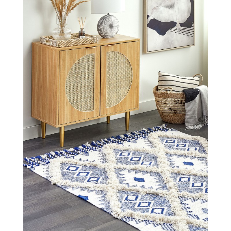 Dywan bawełniany 140 x 200 cm beżowo-niebieski MANAVGAT