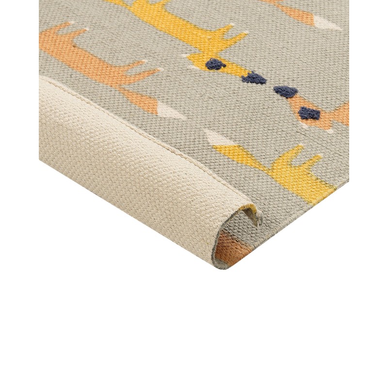 Dywan dziecięcy bawełniany motyw lisa 80 x 150 cm szary BANKGO