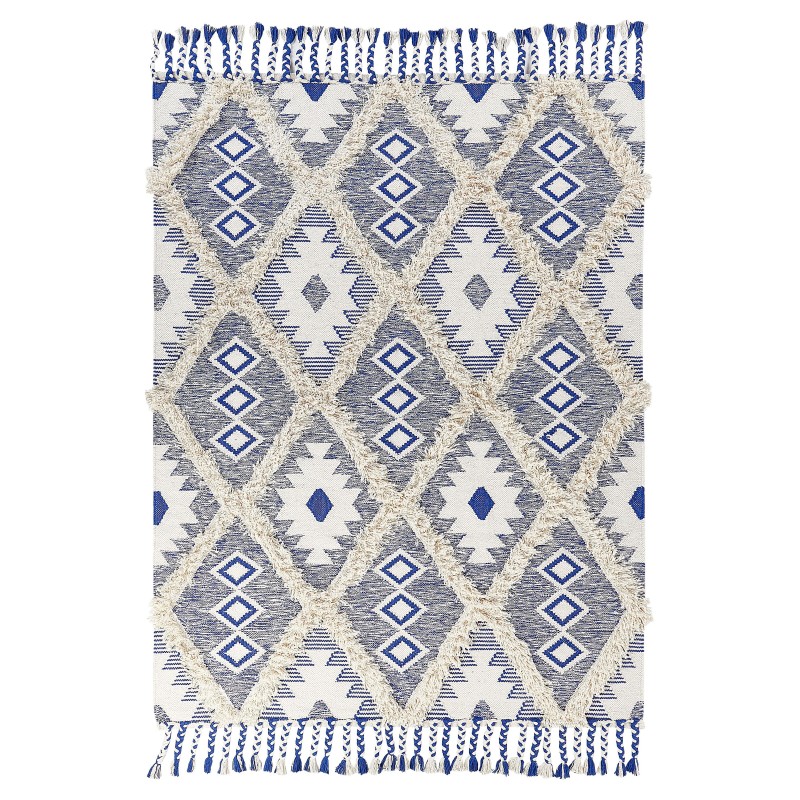 Dywan bawełniany 140 x 200 cm beżowo-niebieski MANAVGAT