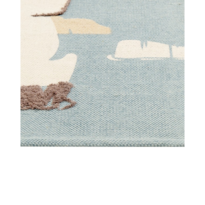 Dywan dziecięcy bawełniany motyw niedźwiedzia polarnego 80 x 150 cm wielokolorowy BARUS