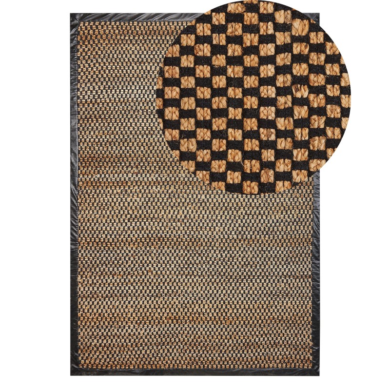 Dywan z juty 140 x 200 cm czarno-beżowy GERCE