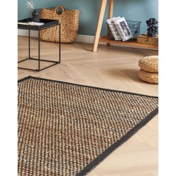 Dywan z juty 140 x 200 cm czarno-beżowy GERCE