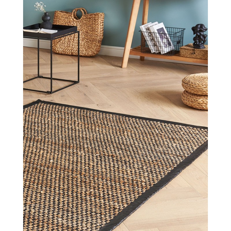 Dywan z juty 140 x 200 cm czarno-beżowy GERCE
