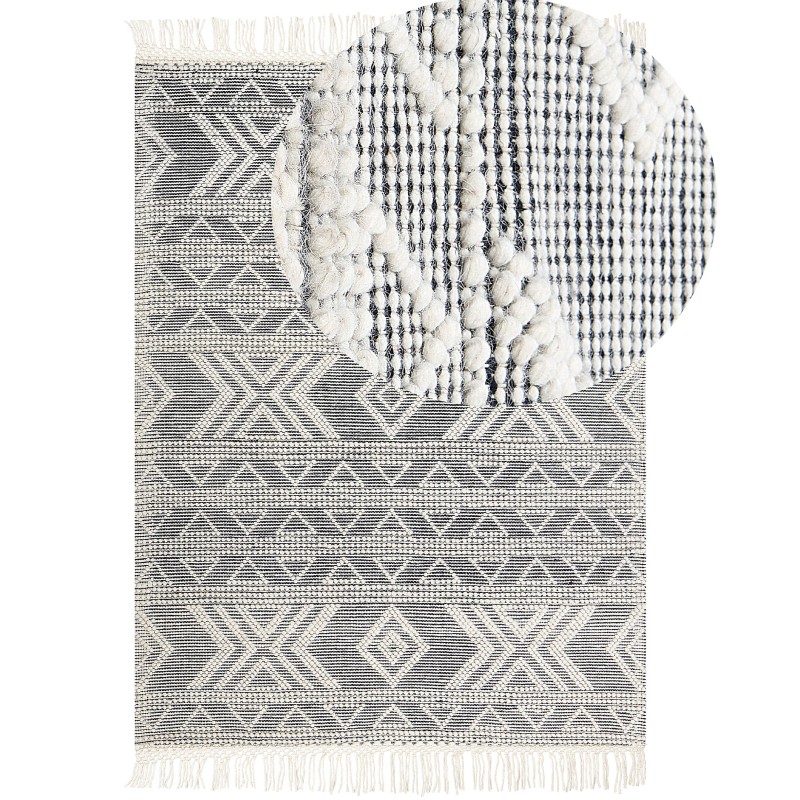 Dywan wełniany 160 x 230 cm biało-czarny PAZAR