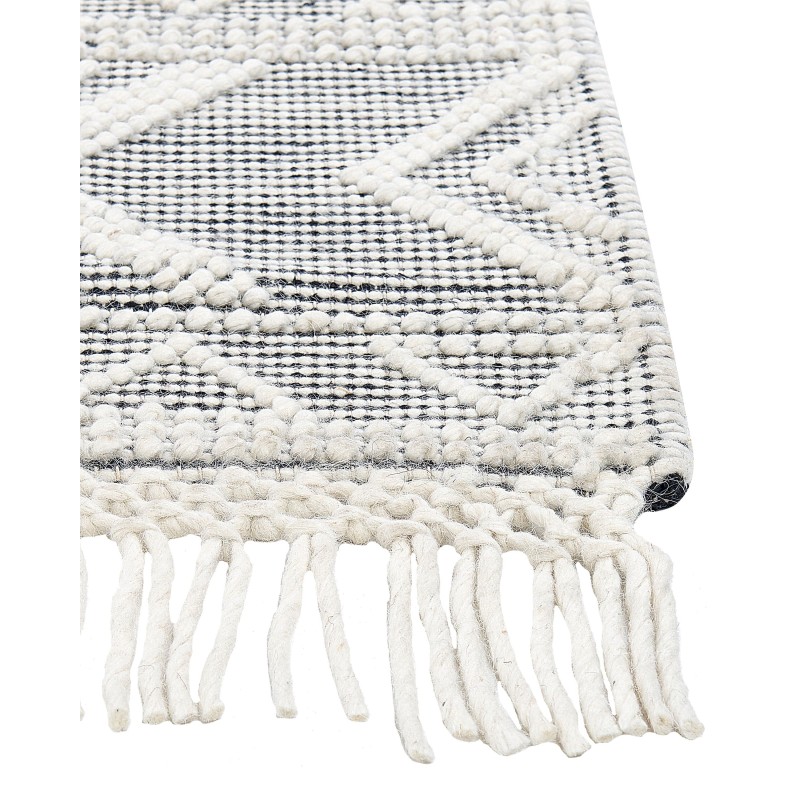 Dywan wełniany 160 x 230 cm biało-czarny PAZAR