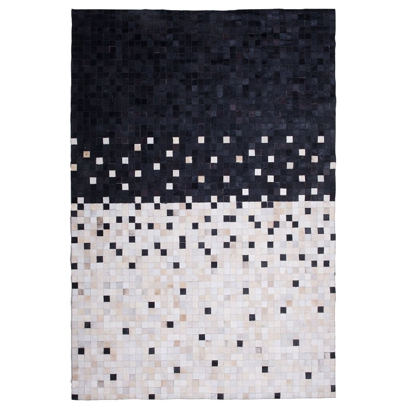 Dywan patchwork skórzany 140 x 200 cm czarno-beżowy ERFELEK