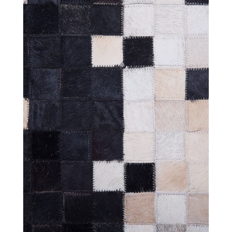 Dywan patchwork skórzany 140 x 200 cm czarno-beżowy ERFELEK