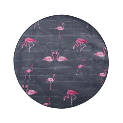 Dywan okrągły we flamingi ⌀ 120 cm szary KERTE