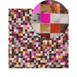 Dywan patchwork skórzany 200 x 200 cm wielokolorowy ENNE