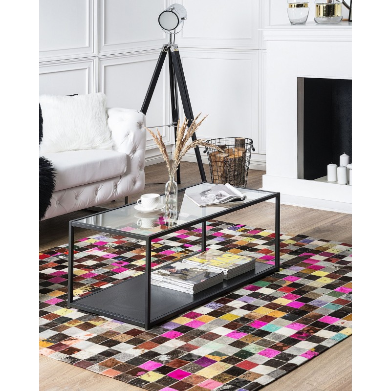 Dywan patchwork skórzany 200 x 200 cm wielokolorowy ENNE