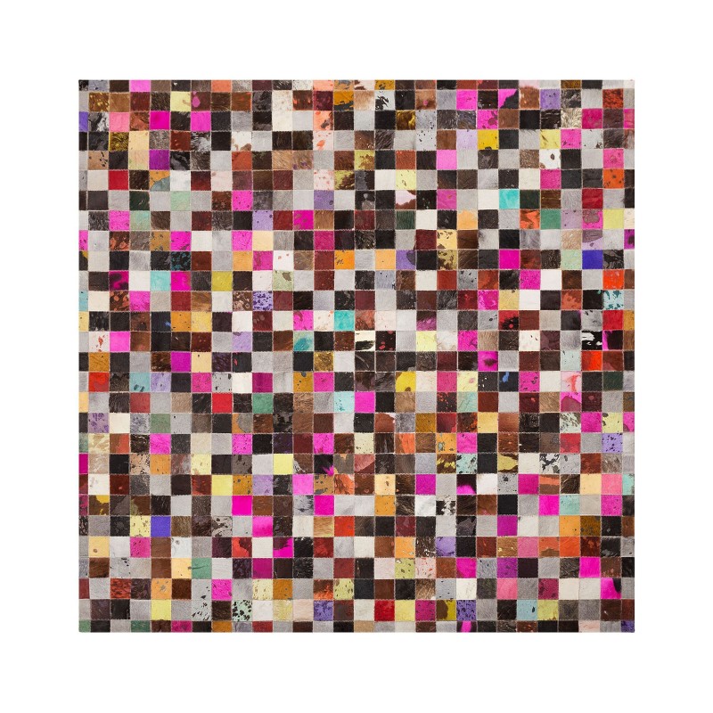 Dywan patchwork skórzany 200 x 200 cm wielokolorowy ENNE