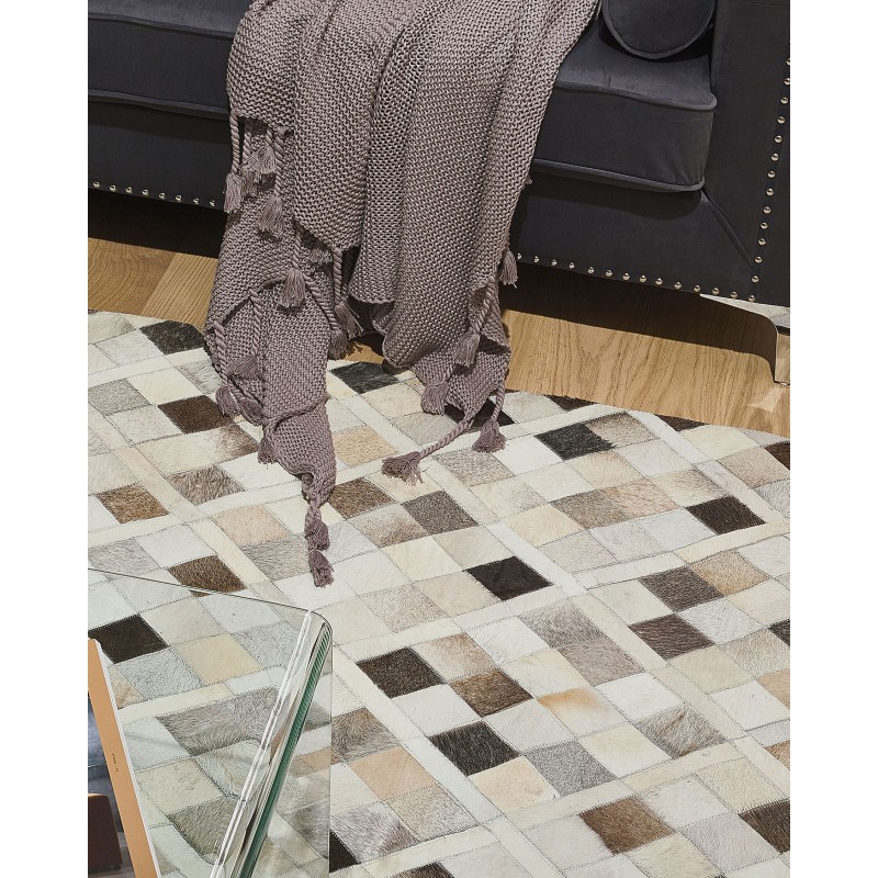 Dywan patchwork skórzany 160 x 230 cm wielokolorowy HIRKA