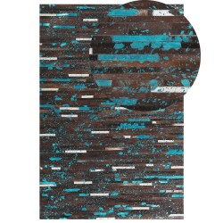 Dywan skórzany 160 x 230 cm brązowo-niebieski KISIR