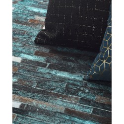 Dywan skórzany 160 x 230 cm brązowo-niebieski KISIR