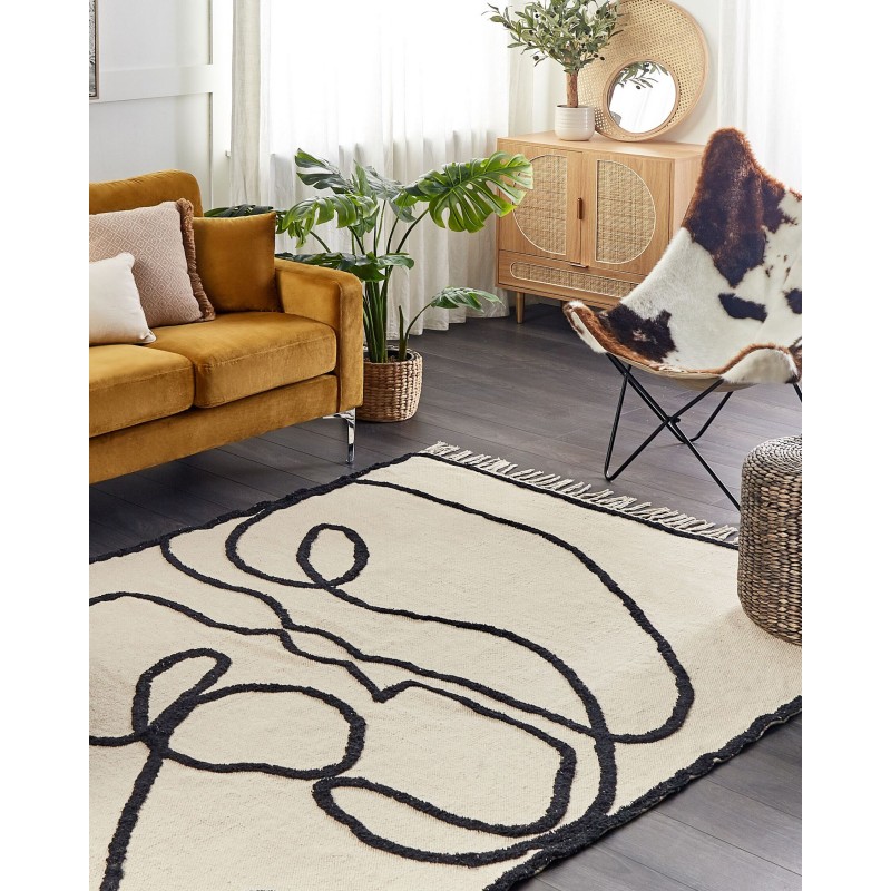 Dywan bawełniany 160 x 230 cm beżowo-czarny KONUR