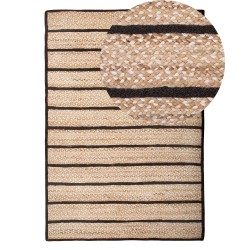 Dywan z juty 140 x 200 cm beżowy z czarnym KARADONA