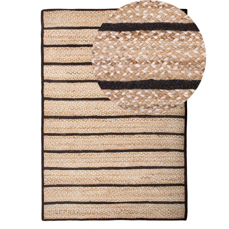Dywan z juty 140 x 200 cm beżowy z czarnym KARADONA
