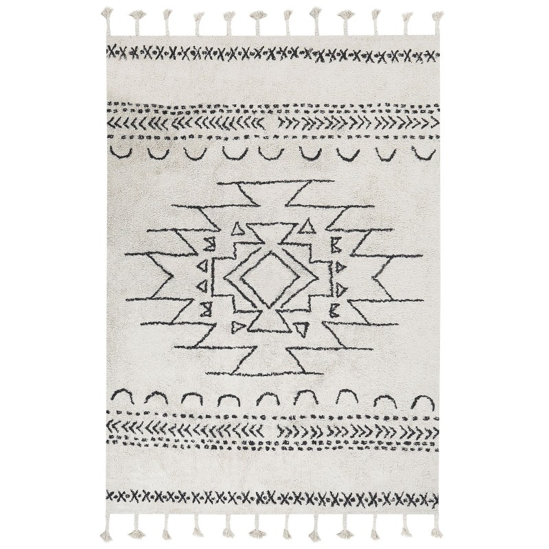 Dywan bawełniany 160 x 230 cm biało-czarny KHOURIBGA