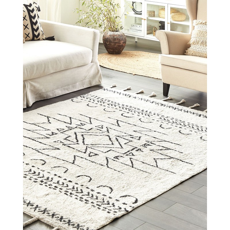 Dywan bawełniany 160 x 230 cm biało-czarny KHOURIBGA
