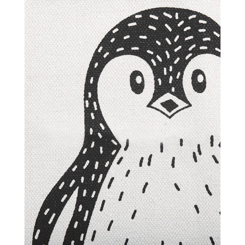 Dywan dziecięcy bawełniany motyw pingwina 60 x 90 cm czarno-biały HAJDARABAD