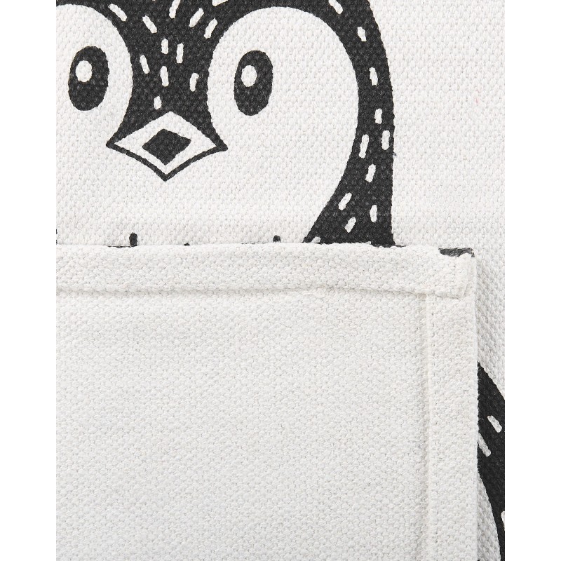 Dywan dziecięcy bawełniany motyw pingwina 60 x 90 cm czarno-biały HAJDARABAD