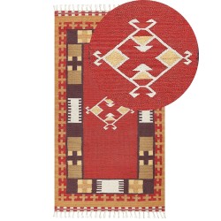 Dywan bawełniany kilim 80 x 150 cm wielokolorowy PARAKAR