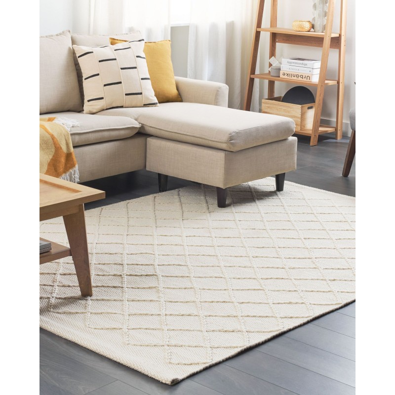 Dywan wełniany 160 x 230 cm złamana biel ELLEK