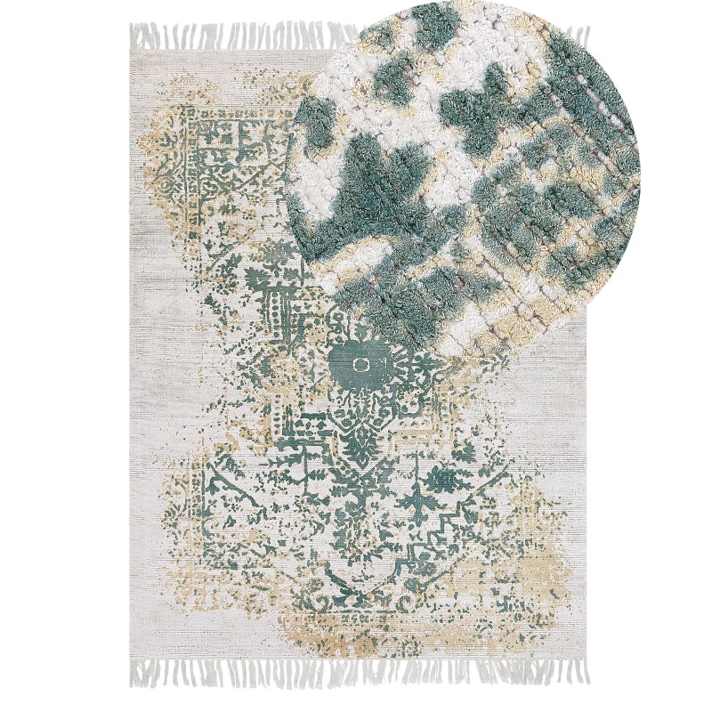 Dywan z wiskozy 140 x 200 cm beżowo-zielony BOYALI