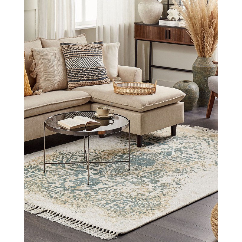 Dywan z wiskozy 140 x 200 cm beżowo-zielony BOYALI