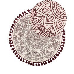 Dywan okrągły bawełniany orientalny nadruk ø 120 cm kremowo-czerwony AYAKLI