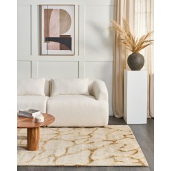 Dywan z wiskozy wzór geometryczny 160 x 230 cm beżowy MAKOLA