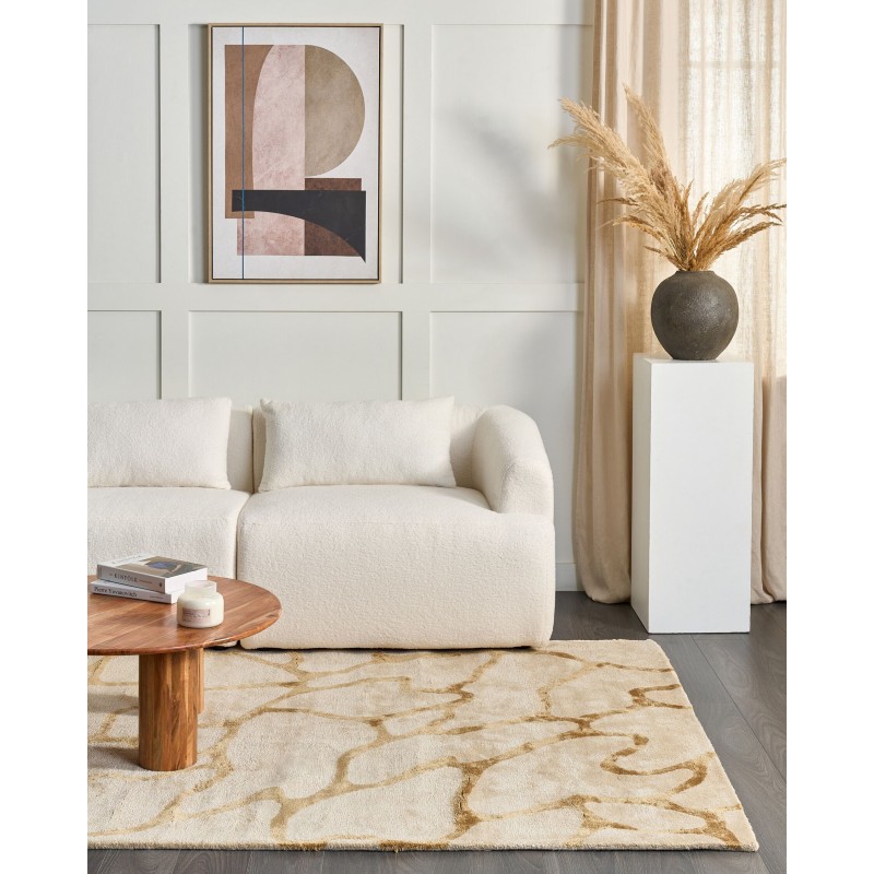 Dywan z wiskozy wzór geometryczny 160 x 230 cm beżowy MAKOLA