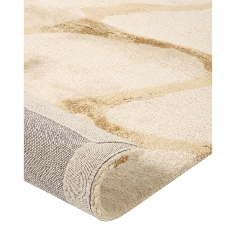 Dywan z wiskozy wzór geometryczny 160 x 230 cm beżowy MAKOLA